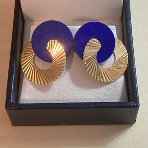 Peter Brams 14K Yellow Gold and Lapis Post Earrings